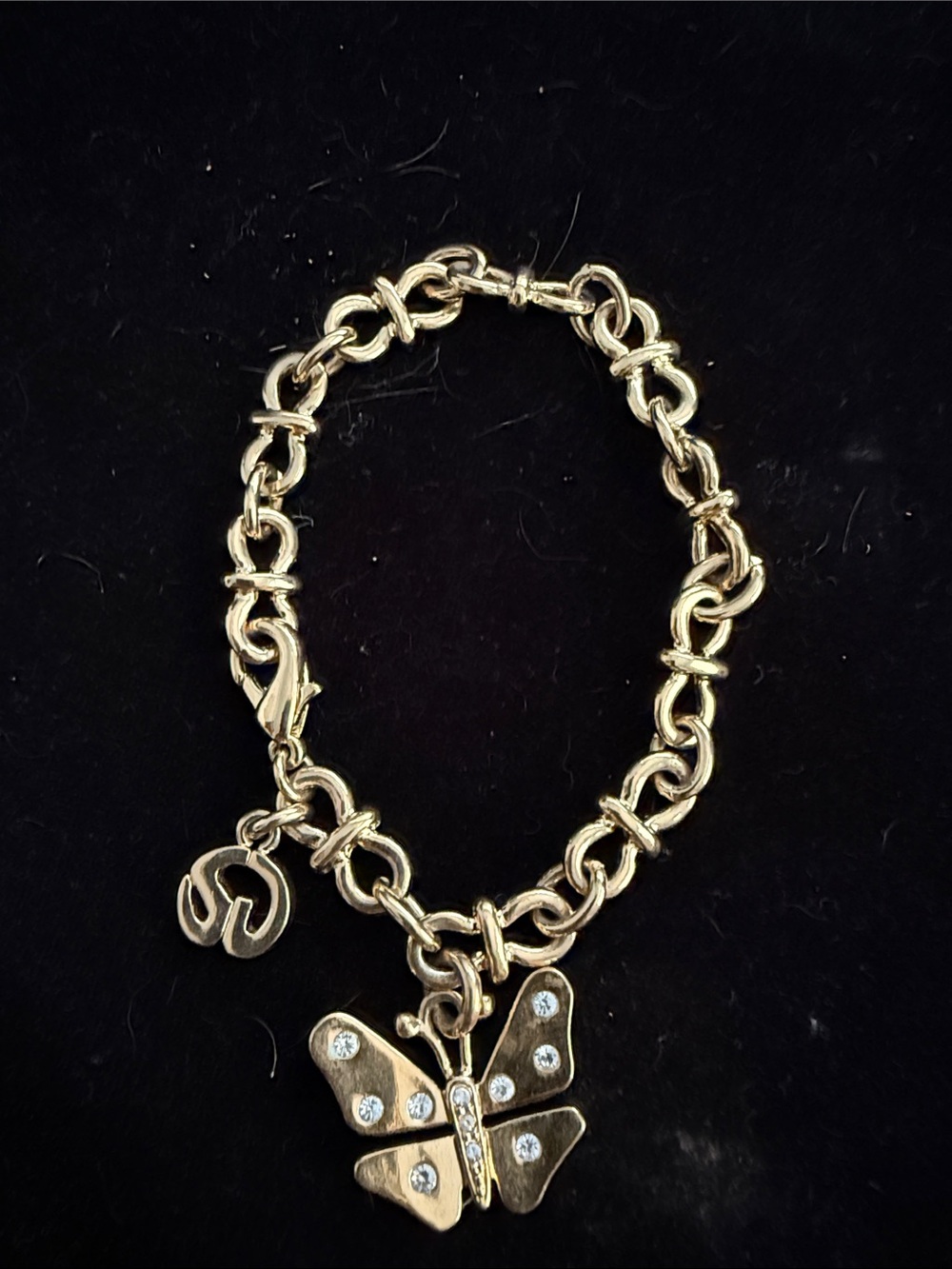 Vintage St. John Crystal Butterfly Charm Bracelet🦋